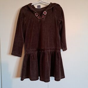 Gymboree girls size 5 Alpine Sweetie hooded brown velour dress